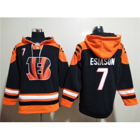 Men's Cincinnati Bengals #7 Boomer Esiason Orange Black Ageless Must-Have Lace-Up Pullover Hoodie - Jersey