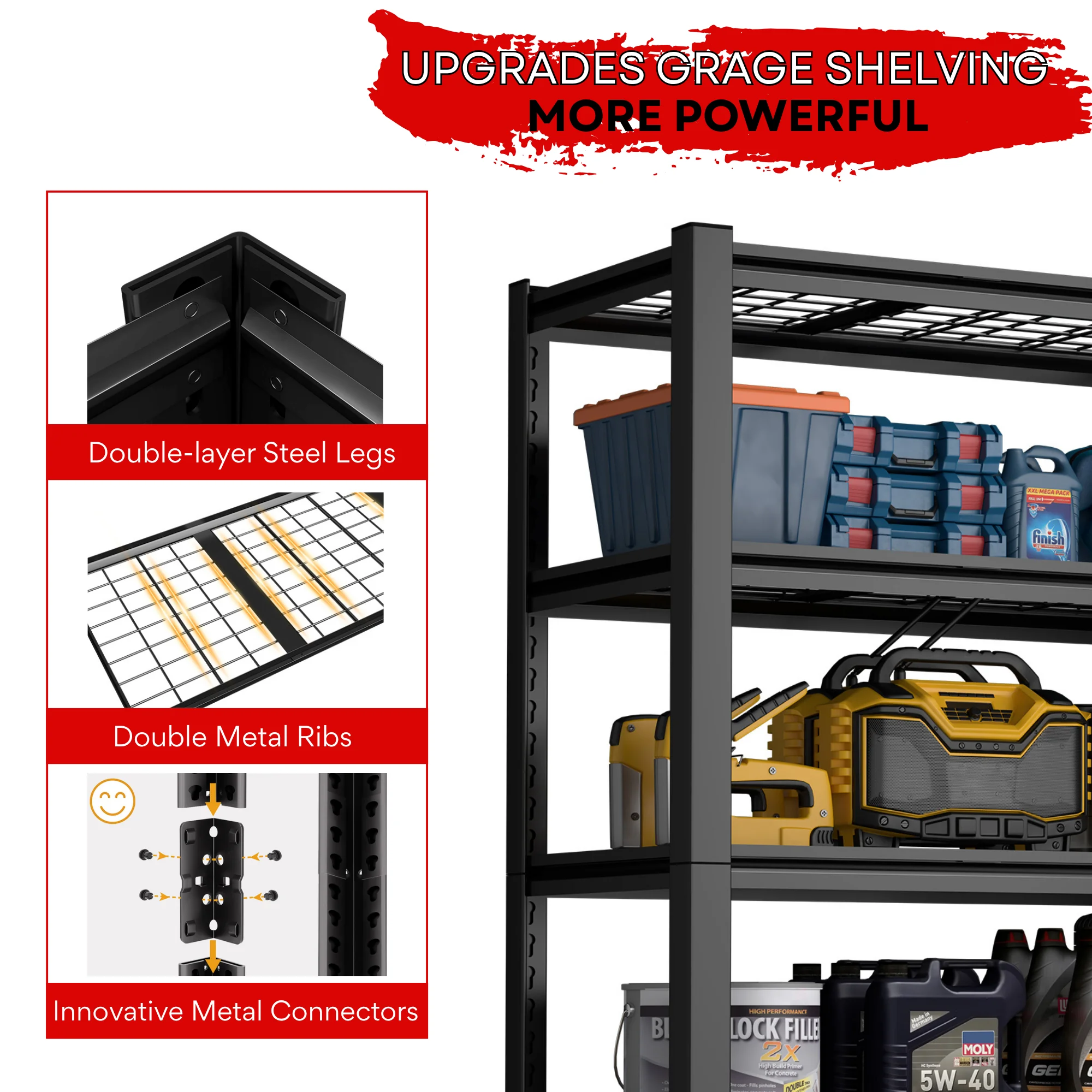 Prilinex 2200LBS Metal Storage Shelves Wire Shelving Unit Garage Storage Rack 40