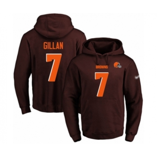 Football Men's Cleveland Browns #7 Jamie Gillan Brown Name & Number Pullover Hoodie - Jersey