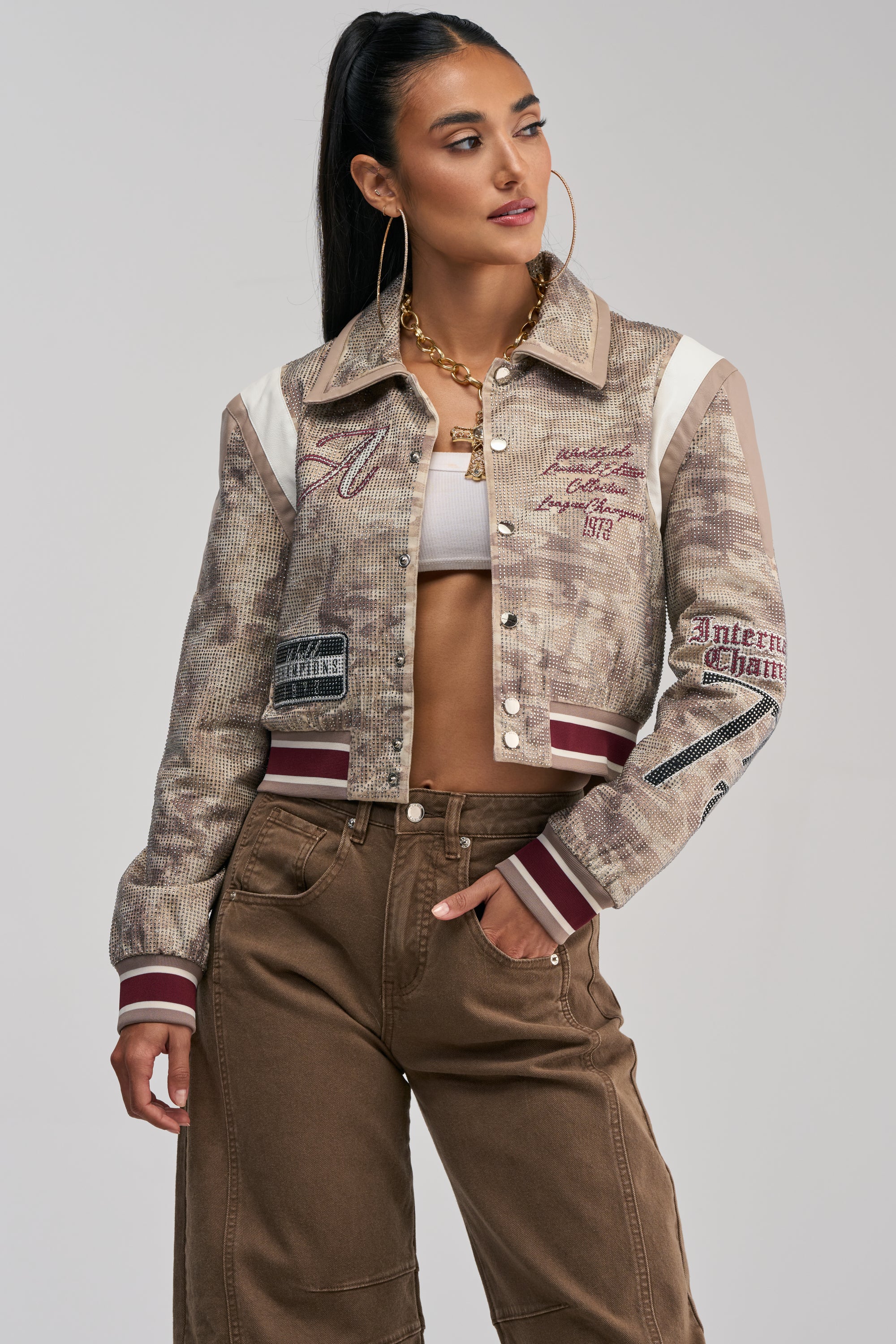 BIG EGO RHINESTONE BOMBER IN CAMO - Akira Wear