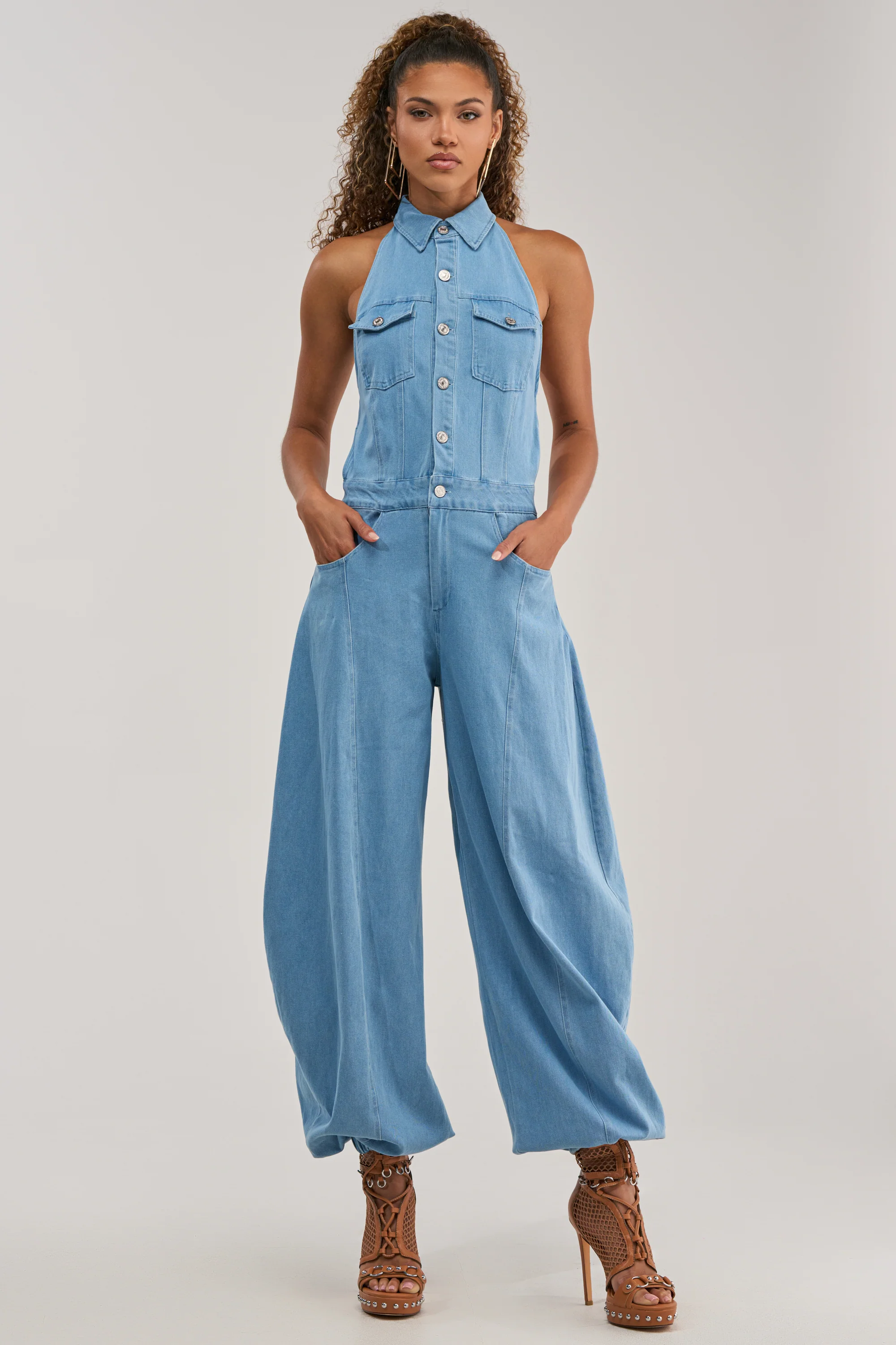 JETSETTER JUMPSUIT IN LIGHT BLUE DENIM - Akira Wear
