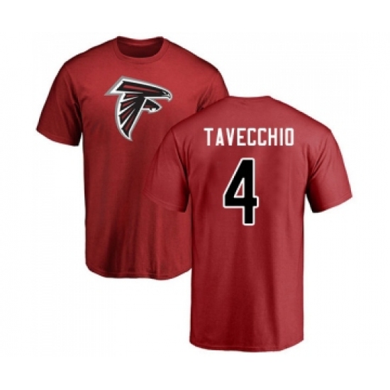 Football Atlanta Falcons #4 Giorgio Tavecchio Red Name & Number Logo T-Shirt - Jersey