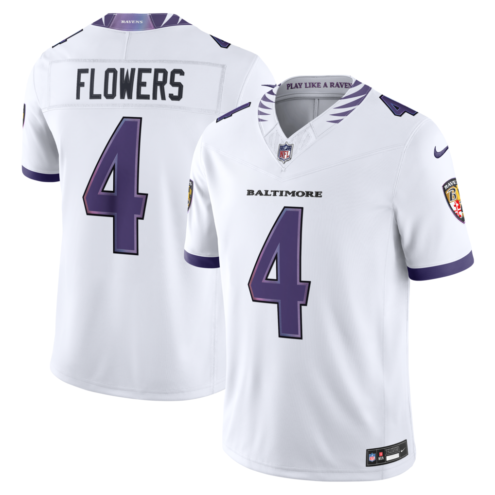 Men's Baltimore Ravens Zay Flowers Nike White Vapor F.U.S.E. Sewn Down Limited Jersey - Jersey