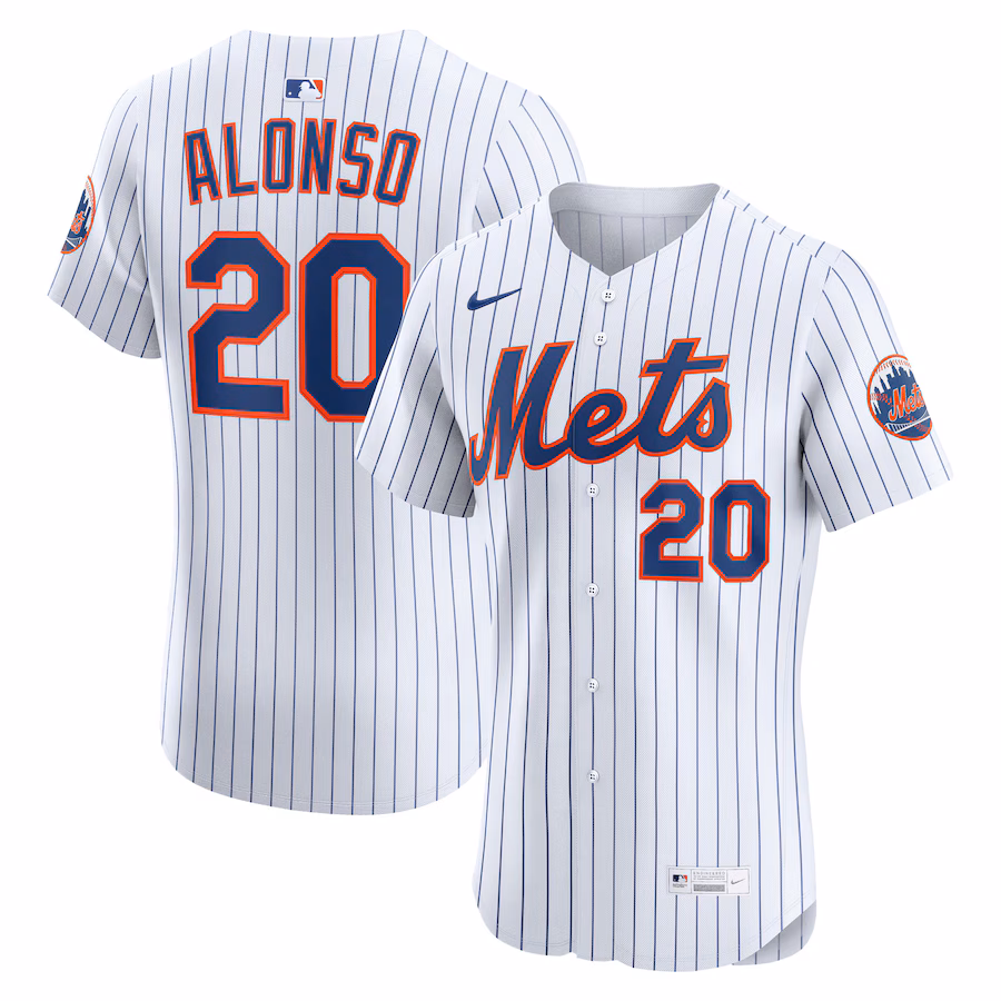 Men's New York Mets Pete Alonso Nike White Home Elite Player Jersey - Jersey