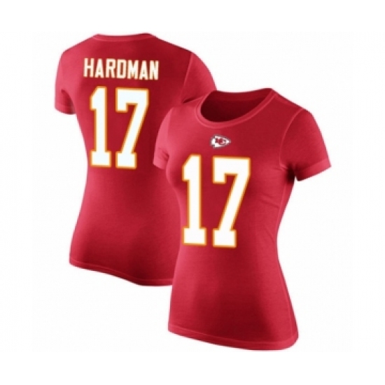 Football Women's Kansas City Chiefs #17 Mecole Hardman Red Rush Pride Name & Number T-Shirt - Jersey