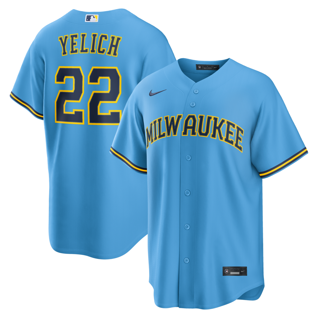 Men's Milwaukee Brewers Christian Yelich Nike Light Blue Road Replica Jersey - Jersey