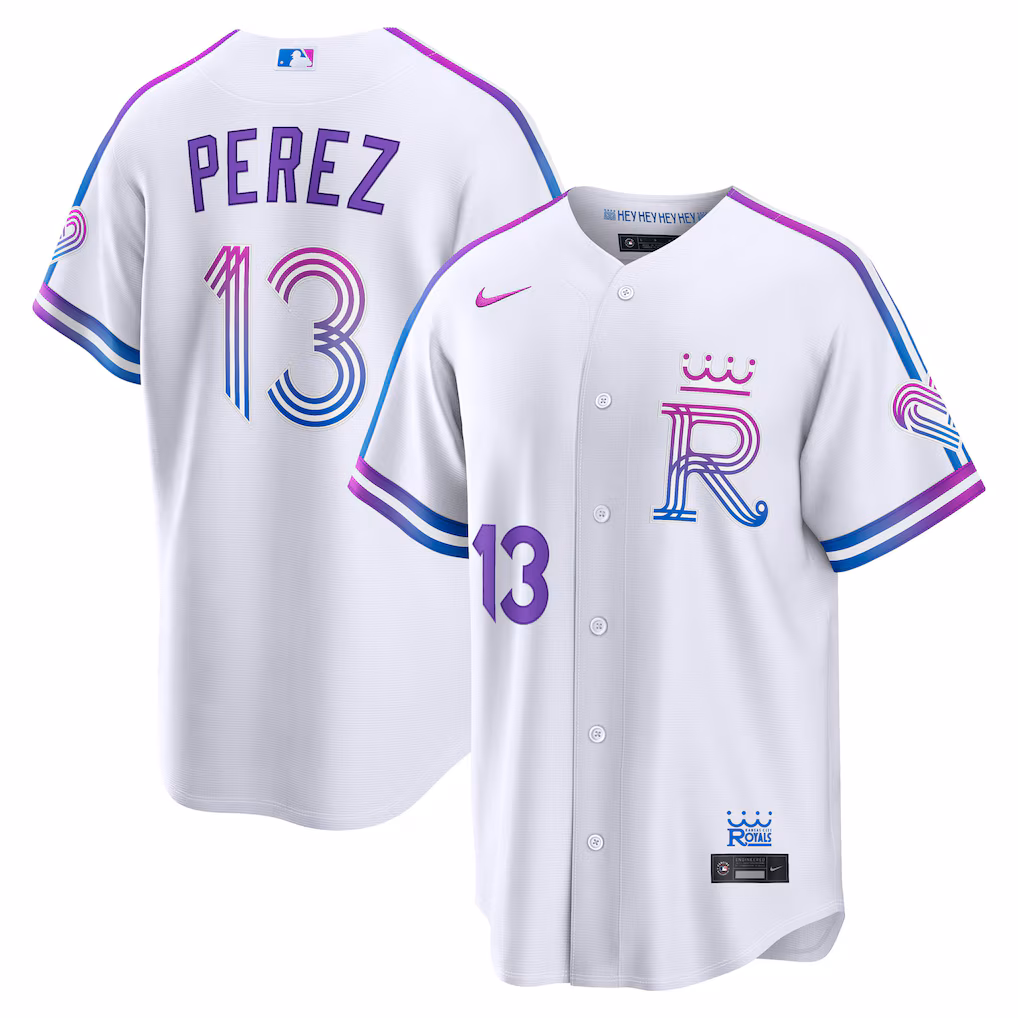 Men's Kansas City Royals Salvador Perez Nike White 2026 City Connect Stadium Jersey - Jersey