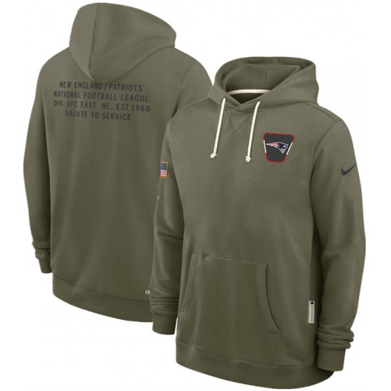 Men's New England Patriots Olive 2025 Salute to Service Pullover Hoodie - Jersey