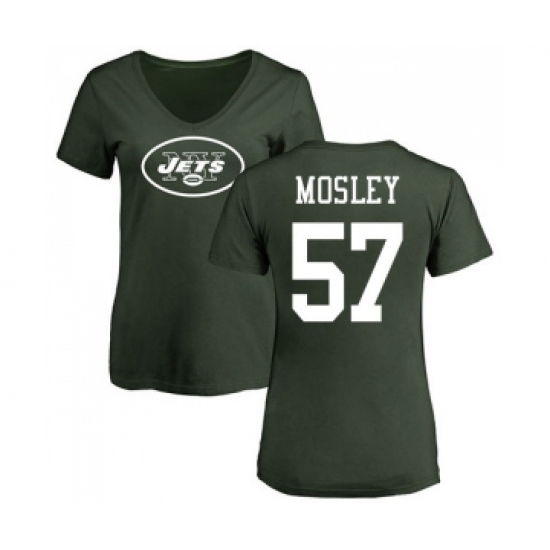 Football Women's New York Jets #57 C.J. Mosley Green Name & Number Logo T-Shirt - Jersey