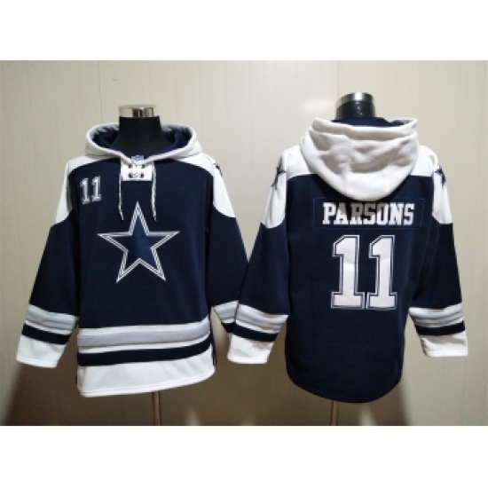 Men's Dallas Cowboys #11 Micah Parsons Navy Blue Ageless Must Have Lace Up Pullover Hoodie - Jersey