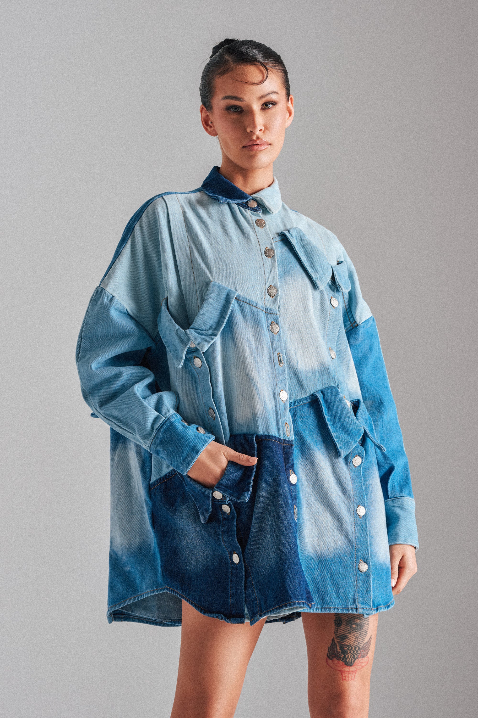 MONDAY BLUES DENIM MINI DRESS - Akira Wear