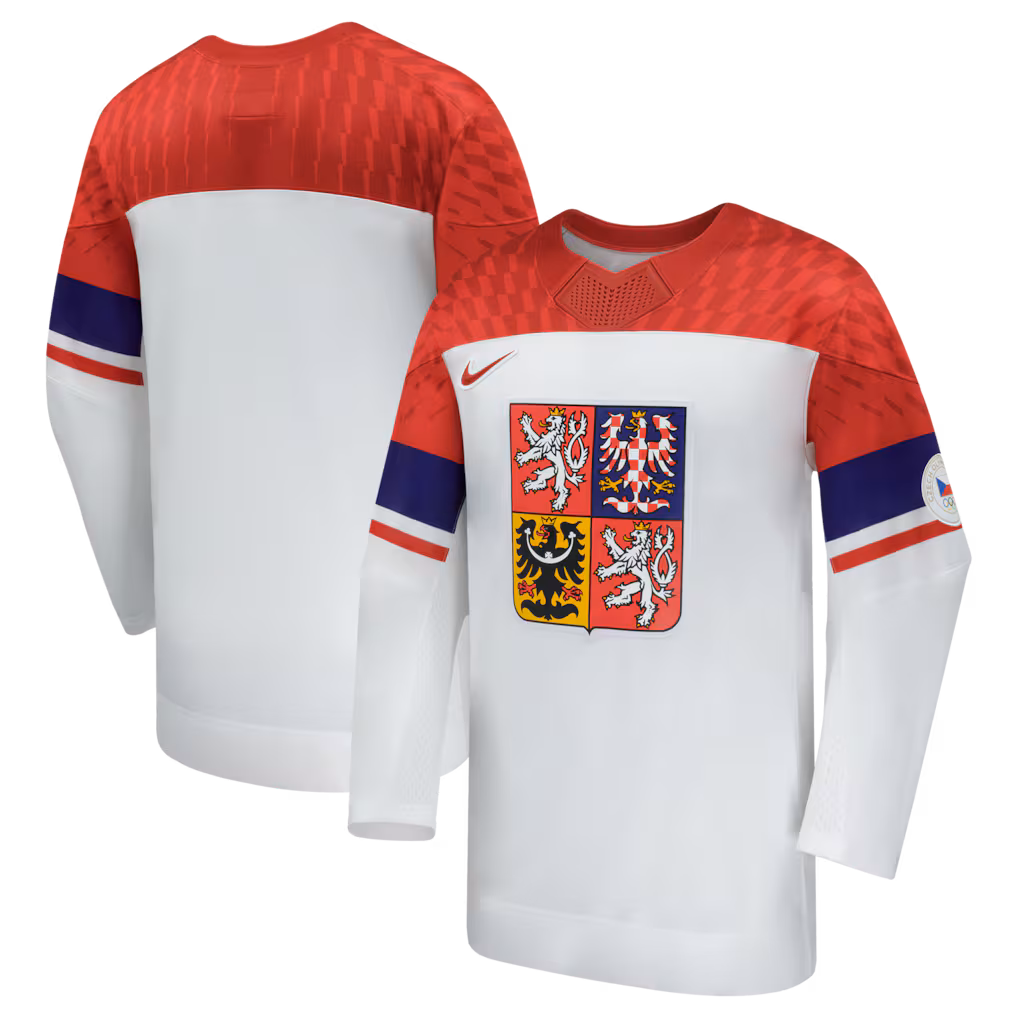 Men's Czech Republic Hockey Nike White 2026 Home Replica Jersey - Jersey