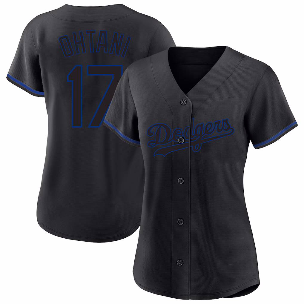 Women's Los Angeles Dodgers Shohei Ohtani Profile Black Plus Size Player Name & Number Fashion Jersey - Jersey