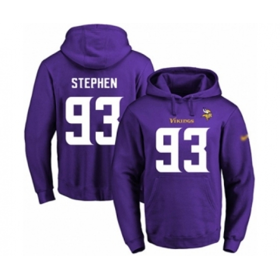 Football Men's Minnesota Vikings #93 Shamar Stephen Purple Name & Number Pullover Hoodie - Jersey