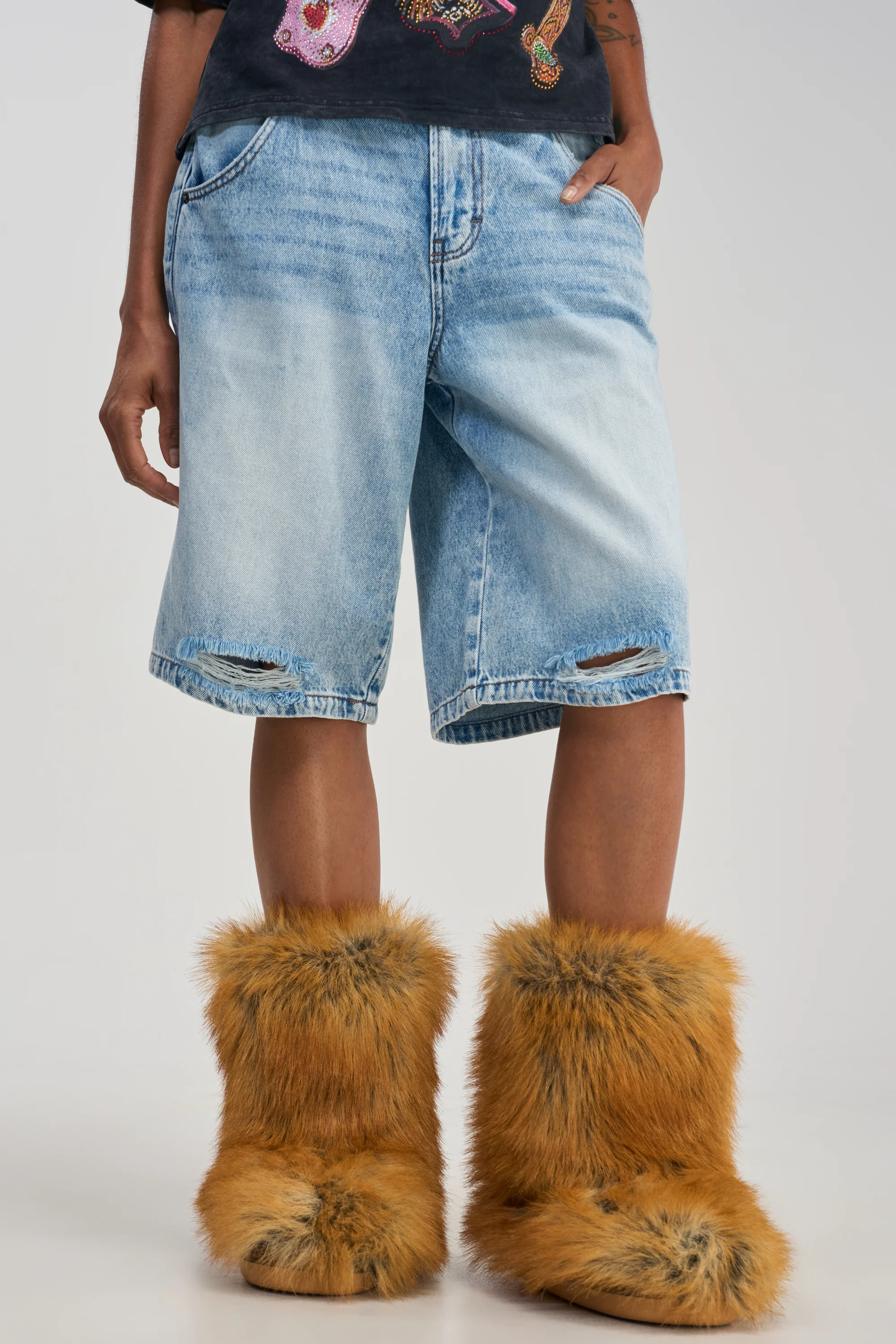 AZALEA WANG NADIANNA TAN FLAT FUR BOOTIE - Akira Wear
