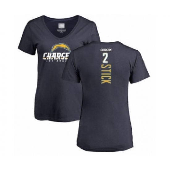 Football Women's Los Angeles Chargers #2 Easton Stick Navy Blue Backer T-Shirt - Jersey