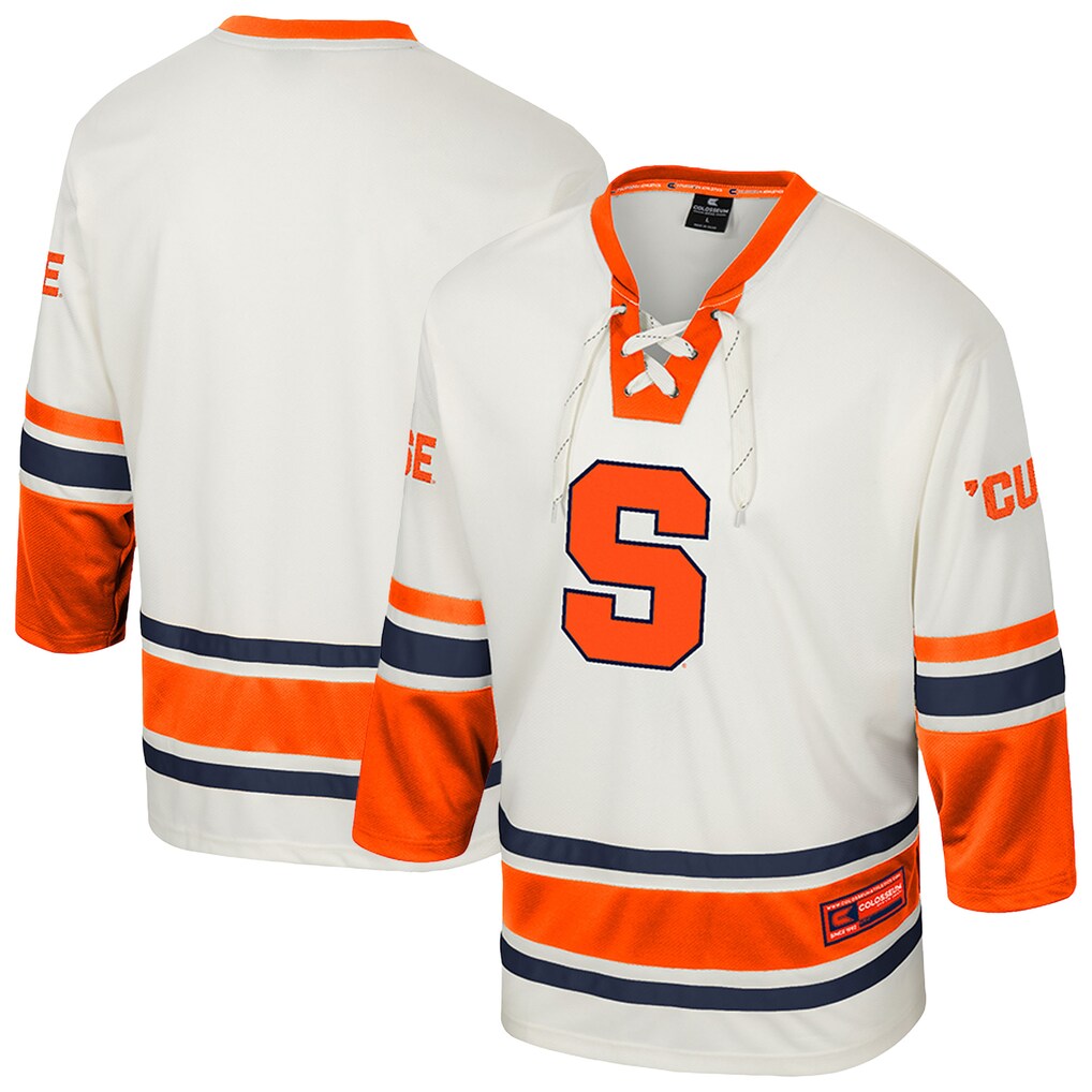 Men's Colosseum Cream Syracuse Orange Puck Proud Fashion Hockey Jersey - Jersey