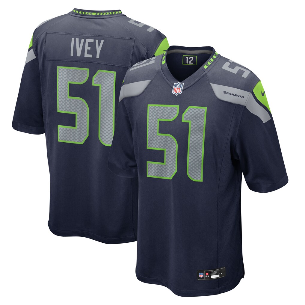 Men's Seattle Seahawks Jared Ivey Nike College Navy Team Game Jersey - Jersey