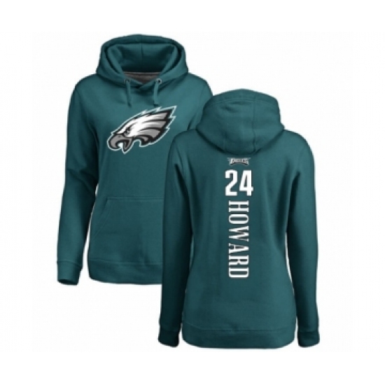 Women's Philadelphia Eagles #24 Jordan Howard Green Backer Pullover Hoodie - Jersey