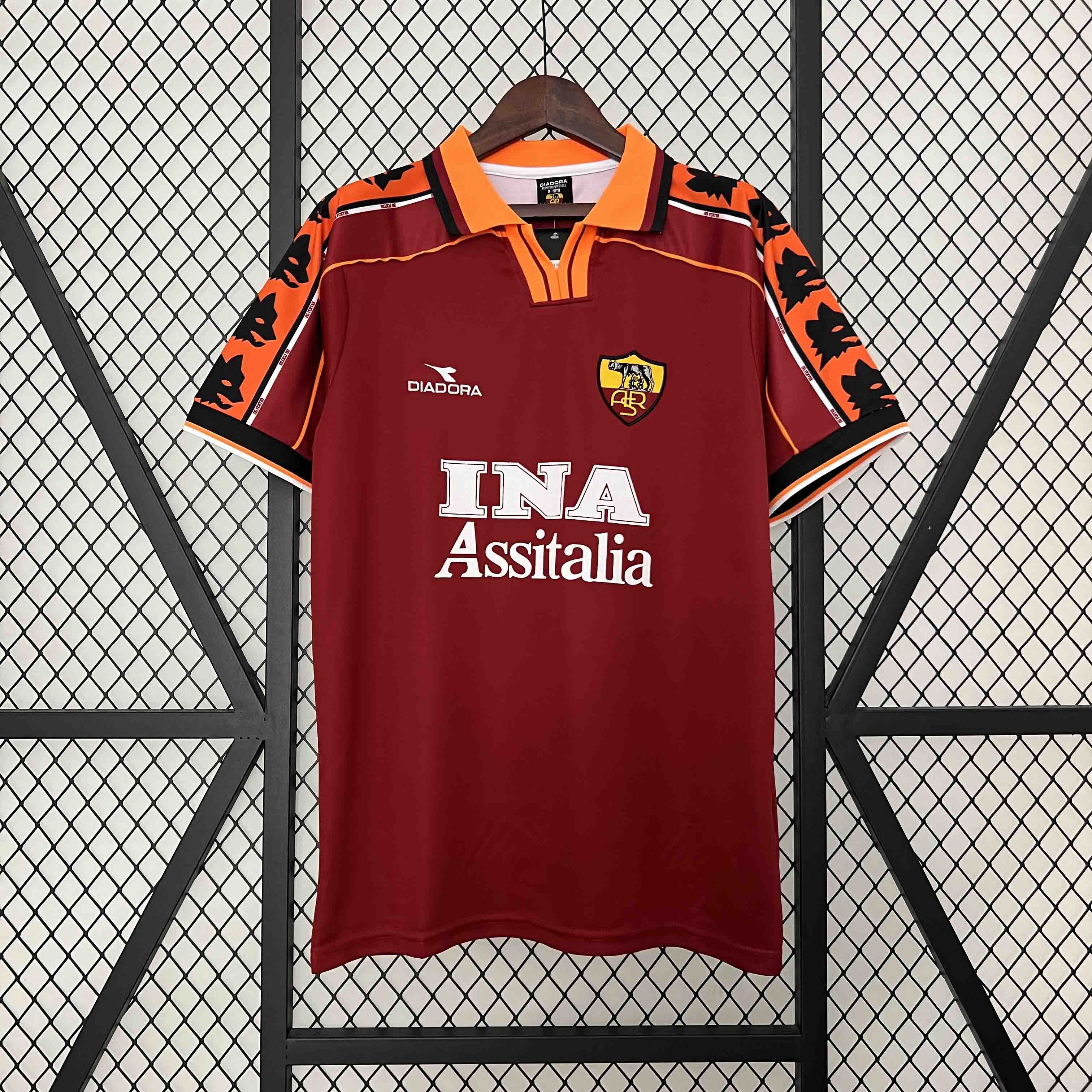 Roma Retro Soccer Jersey Home Custom Shirt 1998/99 - Jersey