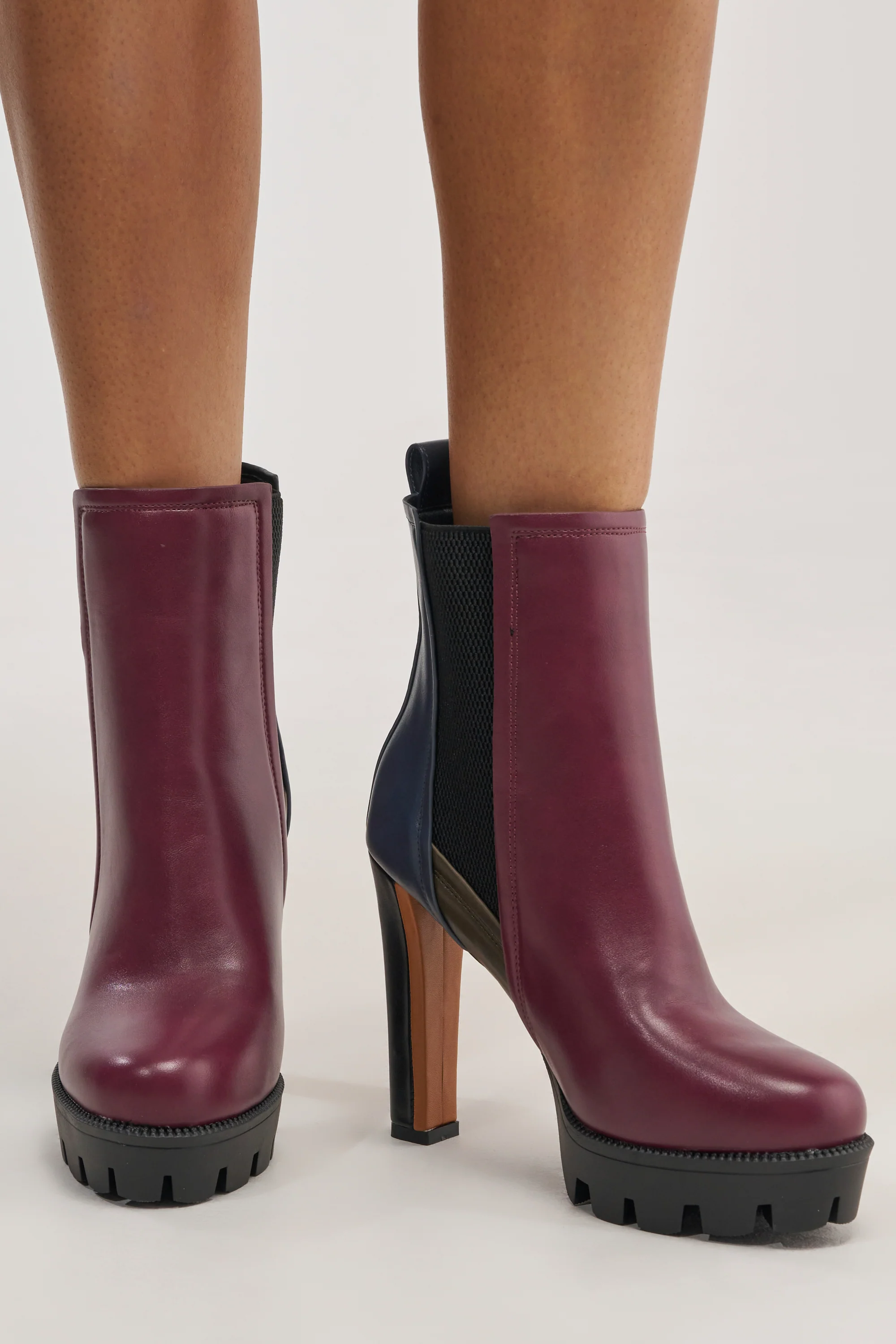 AZALEA WANG MARO MULTI COLOR BLOCKED PLATFORM BLOCK BOOTIE - Akira Wear
