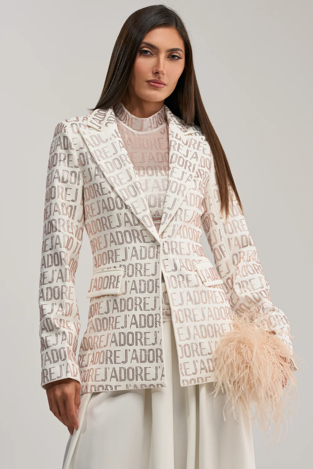 J'ADORE EMBELLISHED BLAZER IN WHITE - Akira Wear