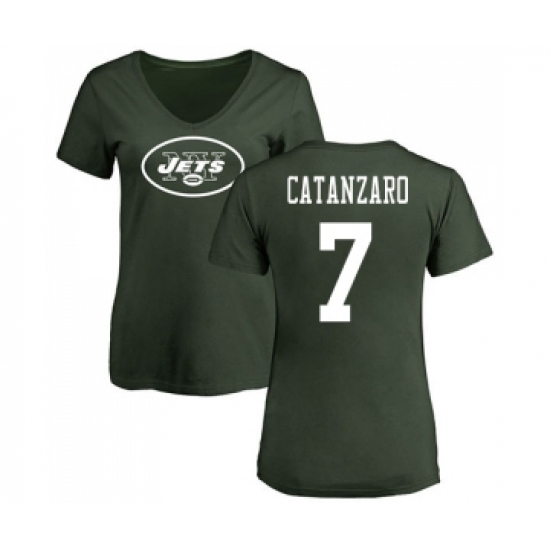 Football Women's New York Jets #7 Chandler Catanzaro Green Name & Number Logo T-Shirt - Jersey
