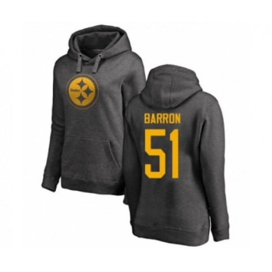 Women's Pittsburgh Steelers #51 Mark Barron Ash One Color Pullover Hoodie - Jersey
