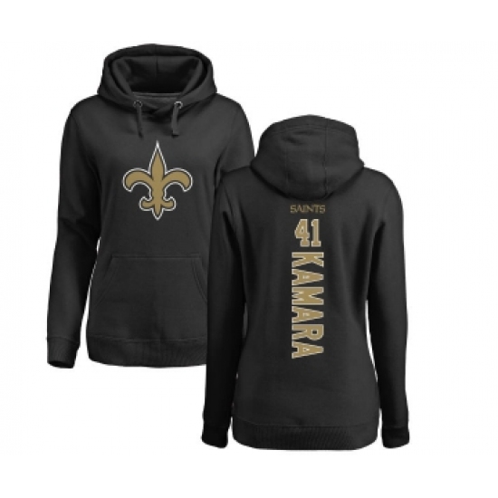Football Women's New Orleans Saints #41 Alvin Kamara Black Backer Pullover Hoodie - Jersey