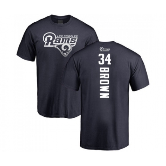 Football Los Angeles Rams #34 Malcolm Brown Navy Blue Backer T-Shirt - Jersey