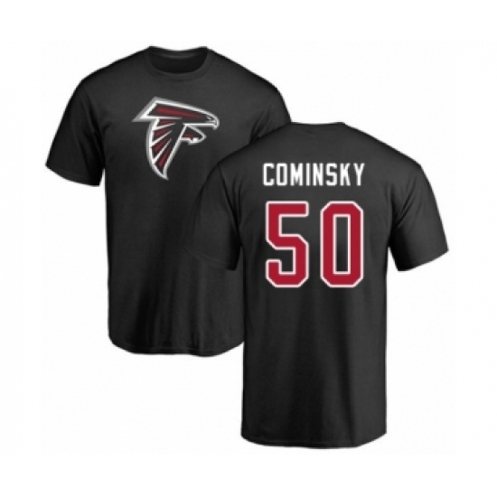 Football Atlanta Falcons #50 John Cominsky Black Name & Number Logo T-Shirt - Jersey