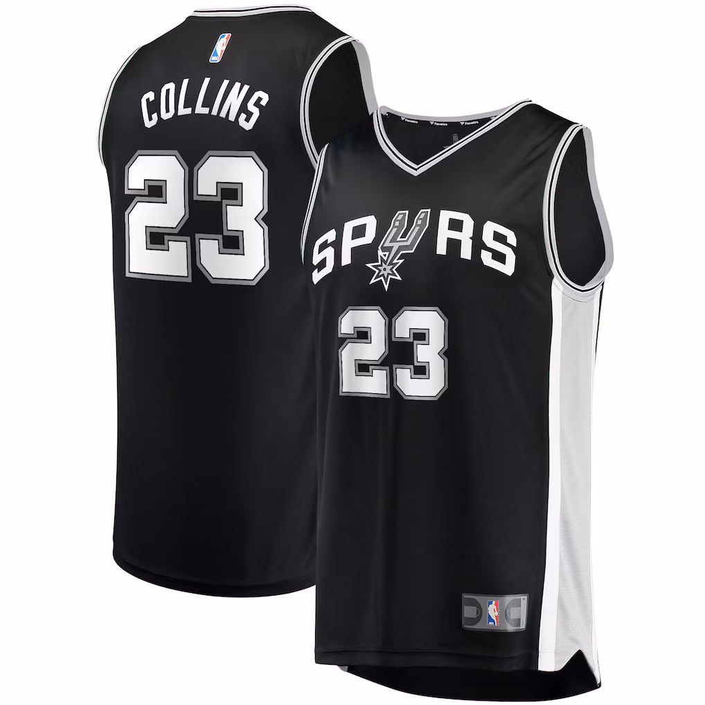 Men's San Antonio Spurs Zach Collins Fanatics Black Fast Break Replica Jersey - Icon Edition - Jersey