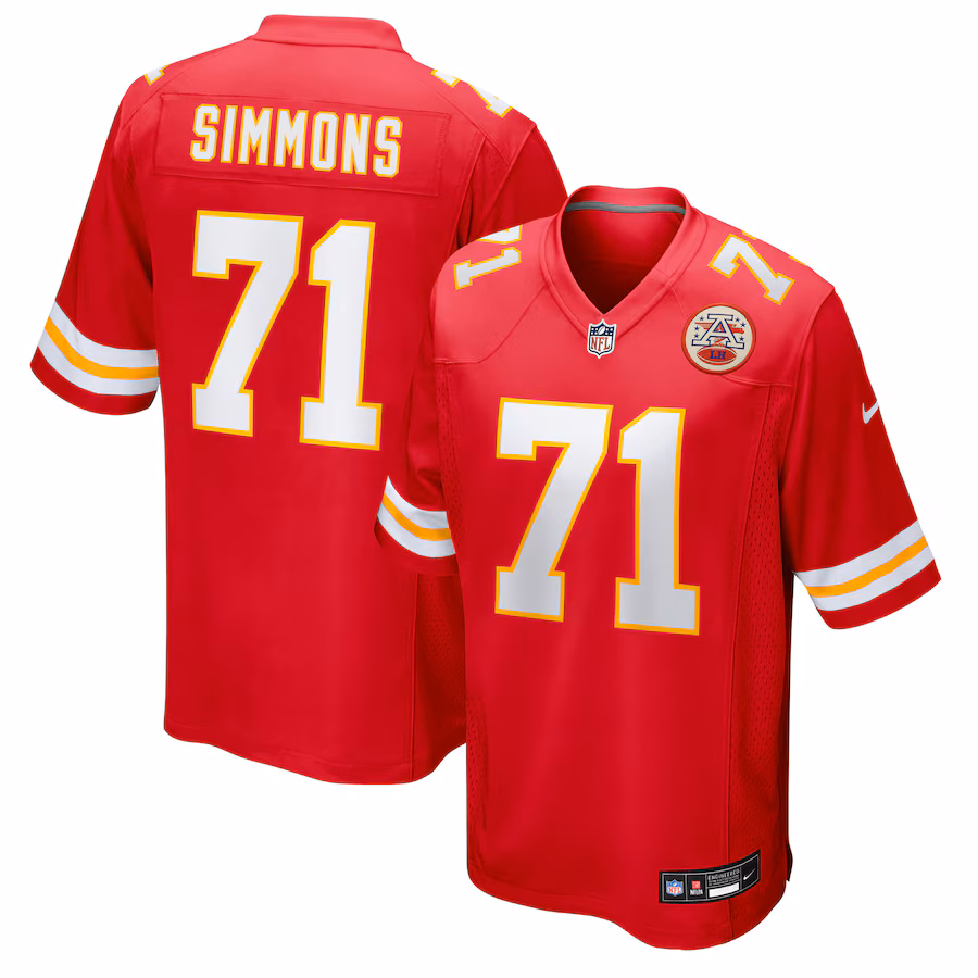 Men's Kansas City Chiefs Josh Simmons Nike Red Team Game Jersey - Jersey