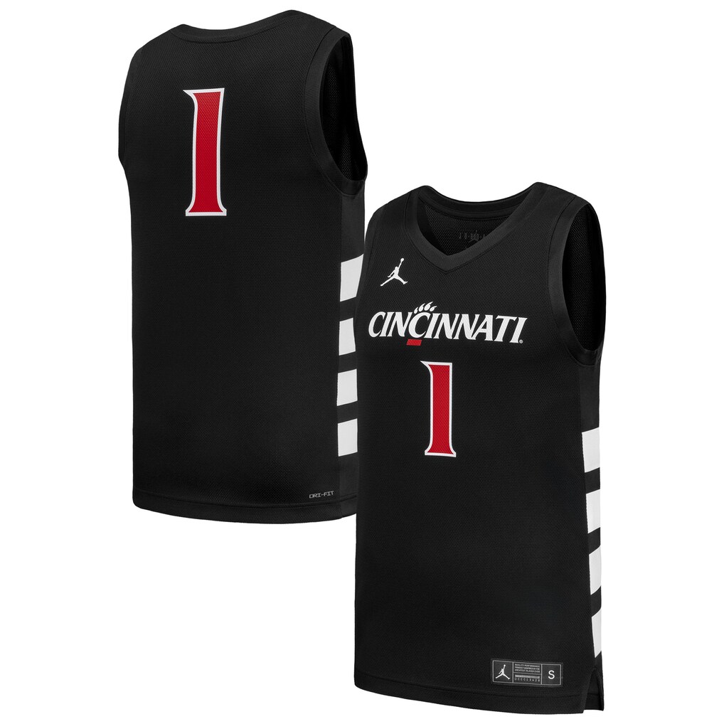 Men's Nike #1 Black Cincinnati Bearcats Replica Basketball Jersey - Jersey