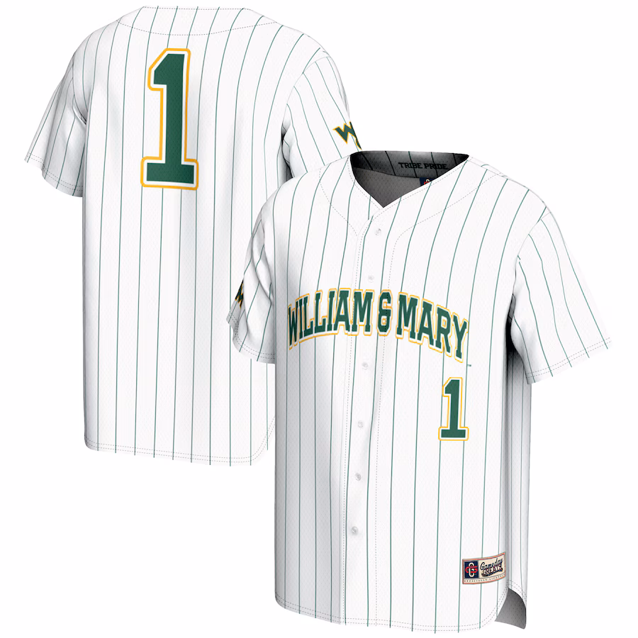 Men's GameDay Greats #1 White William & Mary Tribe Lightweight Baseball Fashion Jersey - Jersey