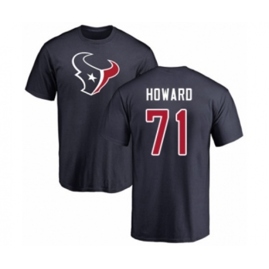 Football Houston Texans #71 Tytus Howard Navy Blue Name & Number Logo T-Shirt - Jersey