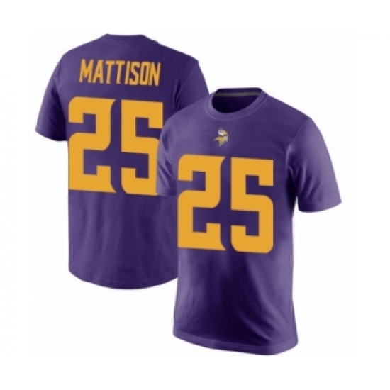 Football Minnesota Vikings #25 Alexander Mattison Purple Rush Pride Name & Number T-Shirt - Jersey