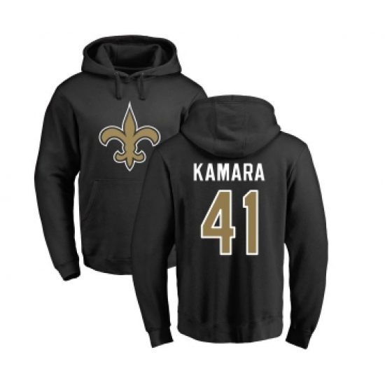 Football New Orleans Saints #41 Alvin Kamara Black Name & Number Logo Pullover Hoodie - Jersey