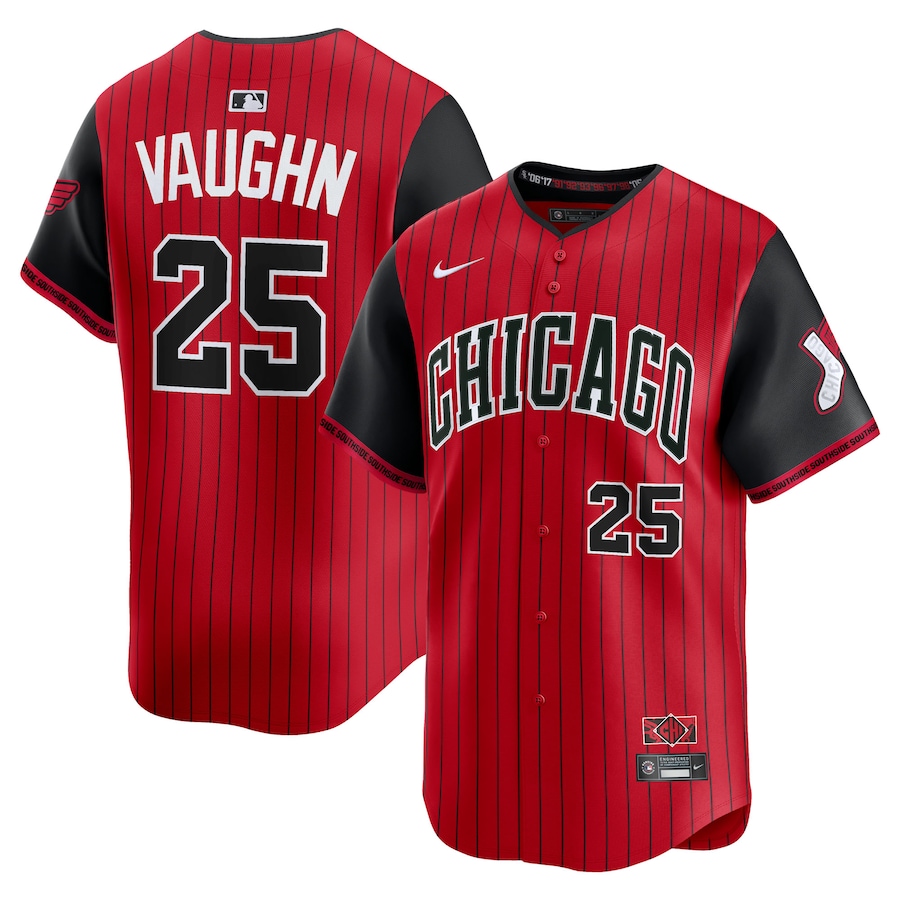 Men's Chicago White Sox Andrew Vaughn Nike Red/Black 2025 City Connect Limited Player Jersey - Jersey