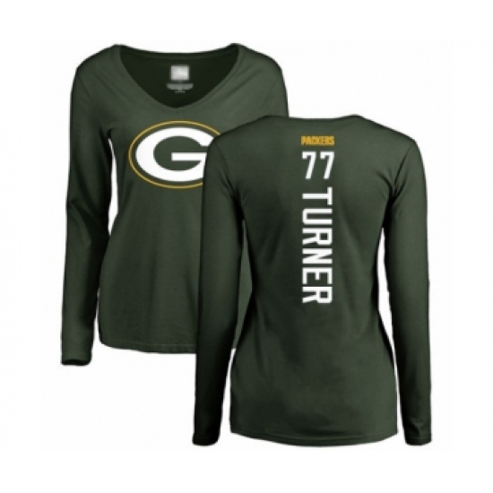 Football Women's Green Bay Packers #77 Billy Turner Green Backer Long Sleeve T-Shirt - Jersey