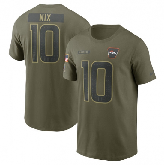 Men's Denver Broncos #10 Bo Nix Olive 2025 Salute to Service Name & Number T-Shirt - Jersey