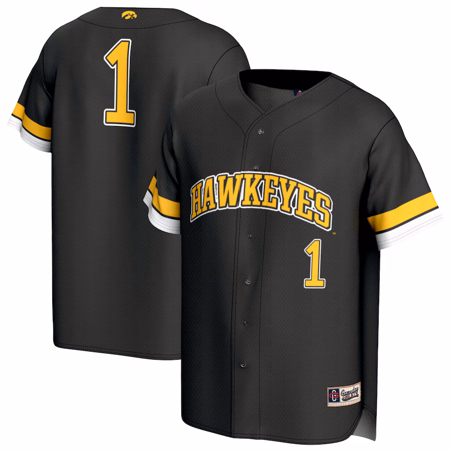 Adult GameDay Greats #1 Black Iowa Hawkeyes Lightweight Collegiate Baseball Fashion Jersey - Jersey