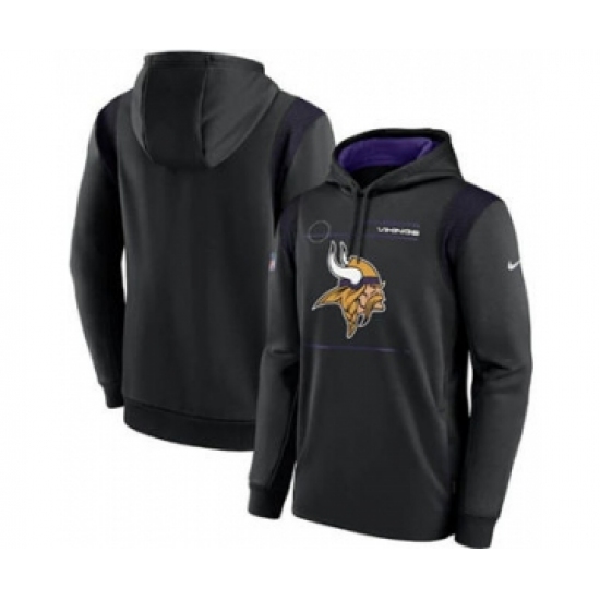Men's Minnesota Vikings 2021 Black Sideline Logo Performance Pullover Hoodie - Jersey