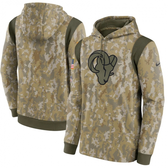 Men's Los Angeles Rams Nike Camo 2021 Salute To Service Therma Performance Pullover Hoodie - Jersey