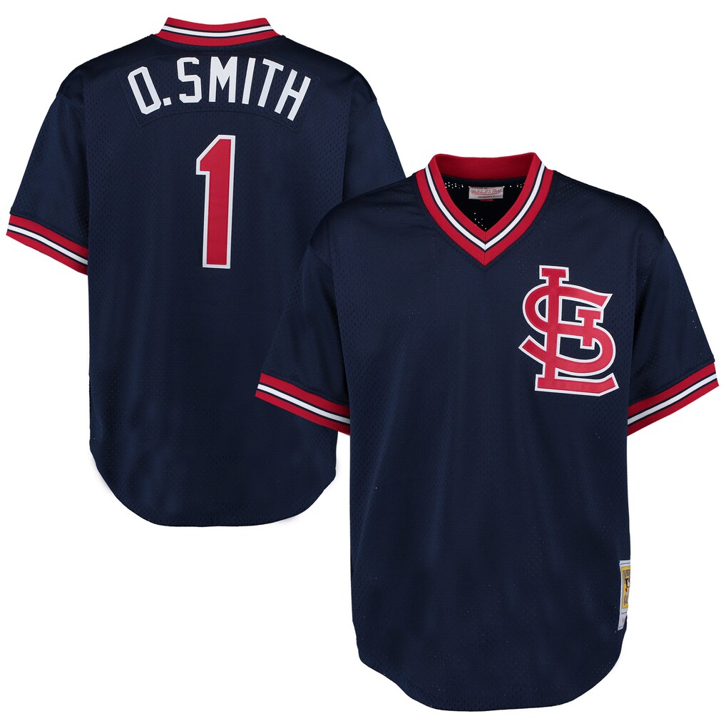 Men's St. Louis Cardinals Ozzie Smith Mitchell & Ness Navy Authentic Batting Practice Jersey - Jersey