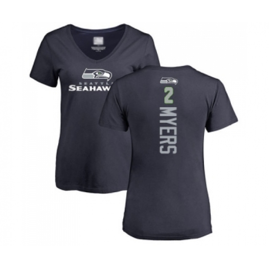 Football Women's Seattle Seahawks #2 Jason Myers Navy Blue Backer T-Shirt - Jersey
