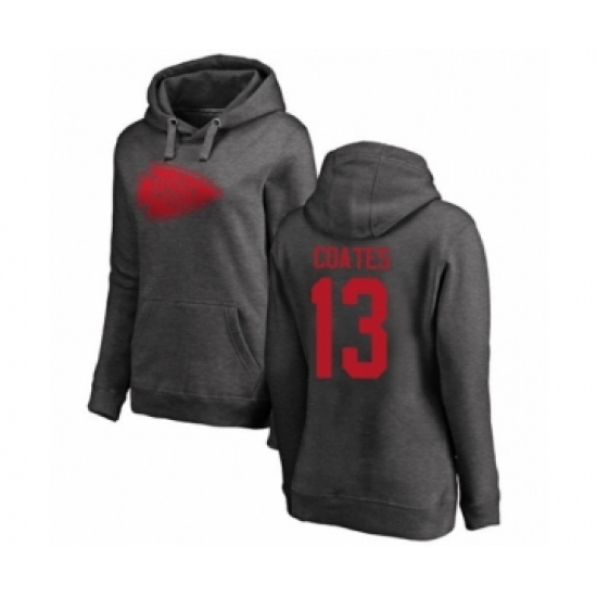 Football Women's Kansas City Chiefs #13 Sammie Coates Ash One Color Pullover Hoodie - Jersey