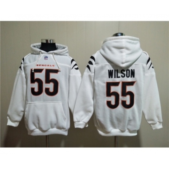 Men's Cincinnati Bengals #55 Logan Wilson White Pullover Hoodie - Jersey