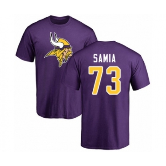 Football Minnesota Vikings #73 Dru Samia Purple Name & Number Logo T-Shirt - Jersey