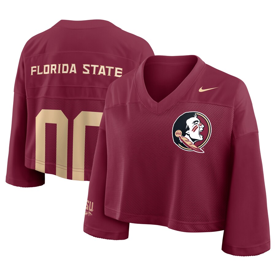 Women's Nike Garnet Florida State Seminoles Cropped Mesh Fashion Jersey - Jersey